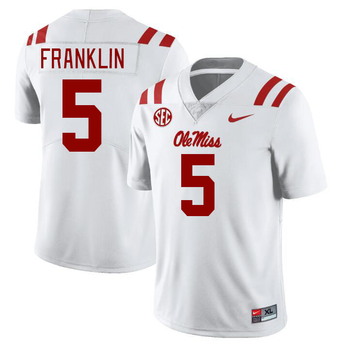 Men #5 Zakhari Franklin Ole Miss Rebels College Football Jerseyes Stitched Sale-White
